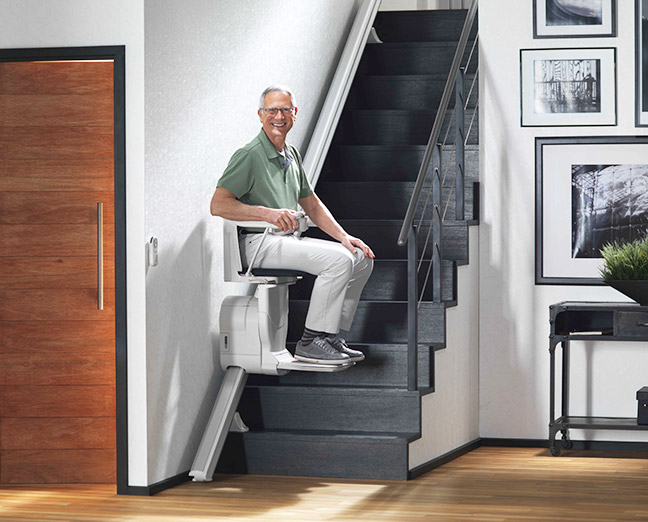 going up stairs with a stairlift