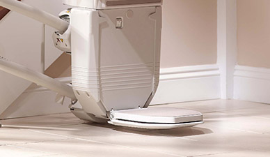 stairlift footrest covered with anti-slip material