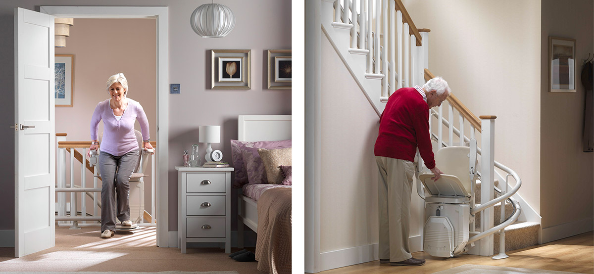 Starts and finishes for curved rail stairlifts